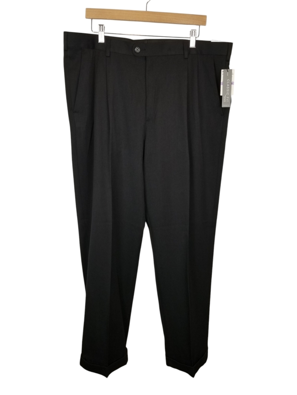 Perry Ellis Portfolio NWT Pleated Cuffed Dress Pants Travel Luxe Black 38 X 32